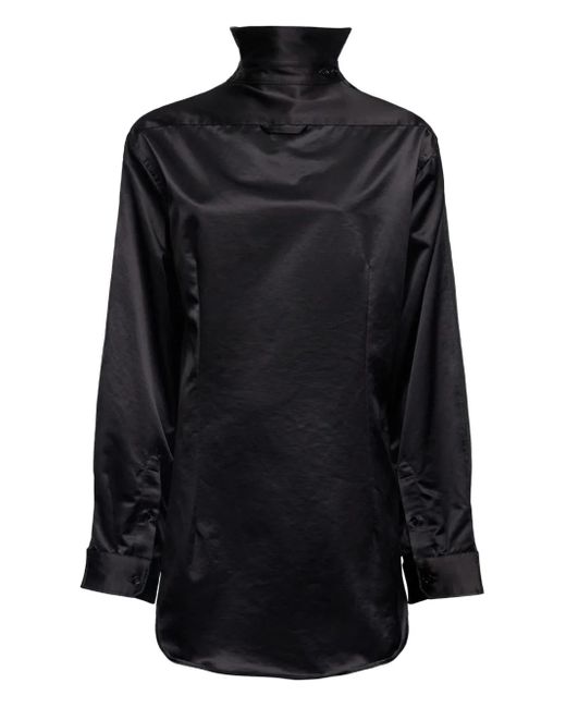 MM6 by Maison Margiela Black High-Neck Satin Dress