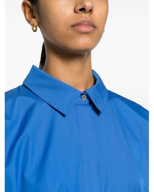 Max Mara Blue Cotton Midi Shirtdress
