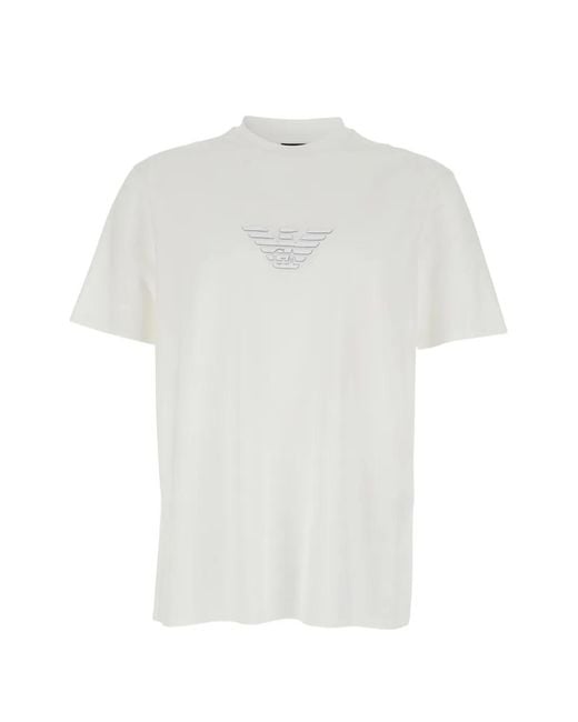 Emporio Armani White Round Neck Logo T-Shirt for men