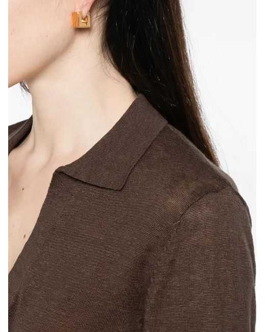 Majestic Filatures Brown Collared Sweater