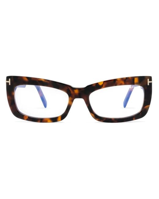 Tom Ford Brown Rectangle-Frame Glasses