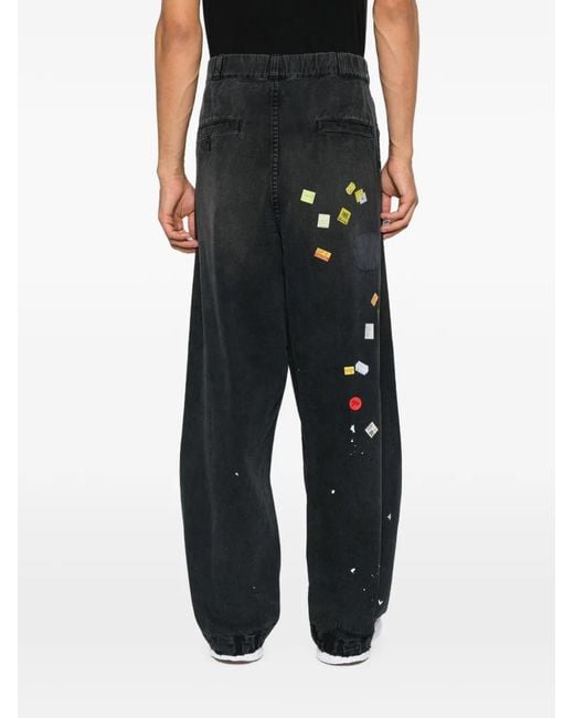 Maison Mihara Yasuhiro White Patchwork Ticket-Print Jeans for men