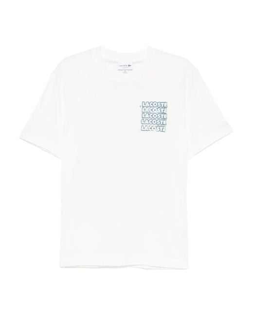 Lacoste White Logo-Print T-Shirt for men