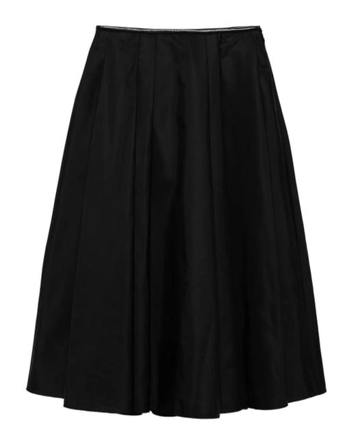 Juun.J Black Pleated Midi Skirt
