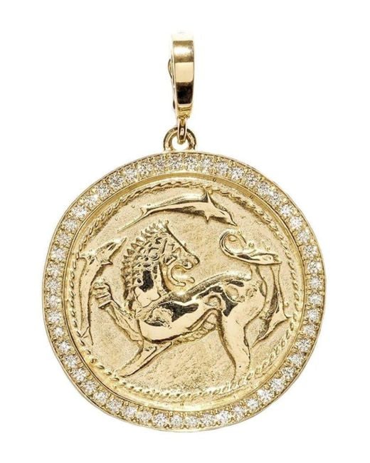 Azlee Metallic 18kt Yellow Gold Large Animal Kingdom Coin Pendant