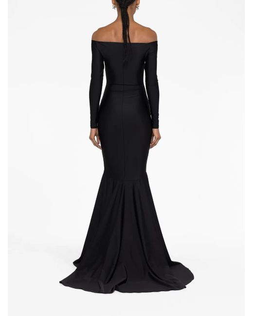 Atu Body Couture Black Off-Shoulder Flared Gown