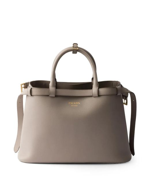 Prada ベルテッド レザーハンドバッグ Brown