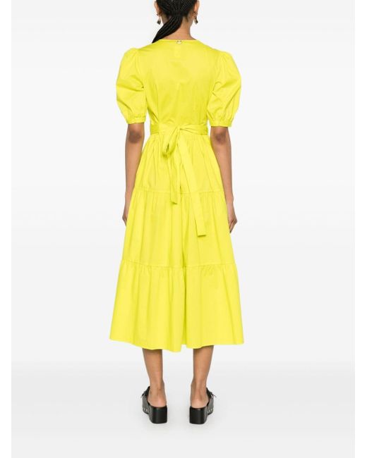 Twin Set Yellow Poplin Midi Dress