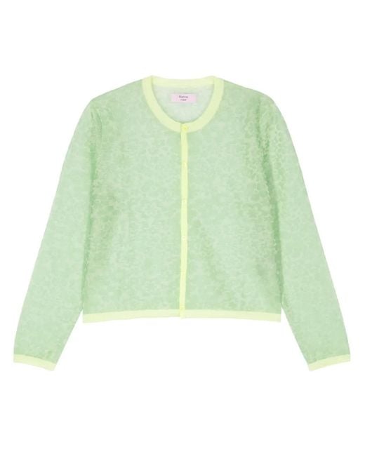 Martine Rose Green Floral-Jacquard Cardigan for men