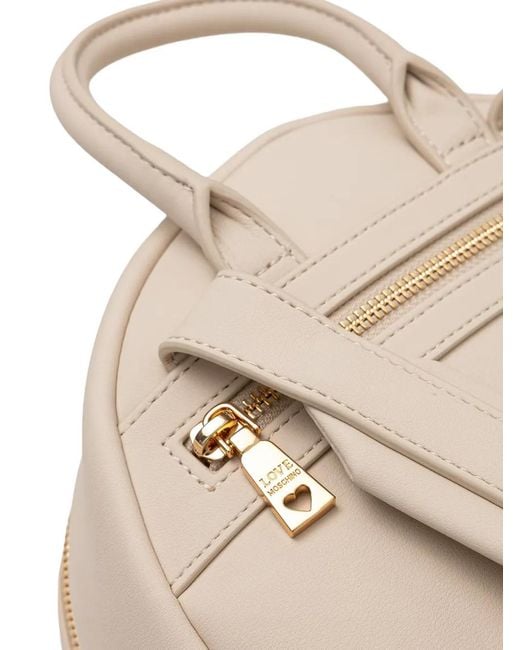 Love Moschino Natural Logo-Plaque Backpack