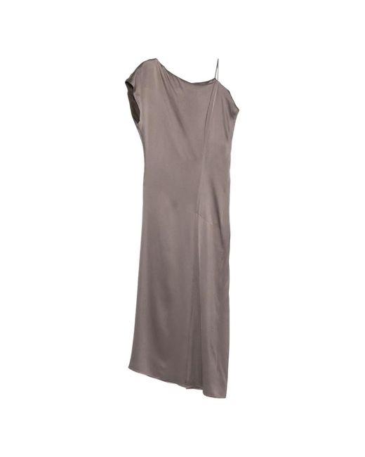 Alysi Brown Asymmetric Midi Dress