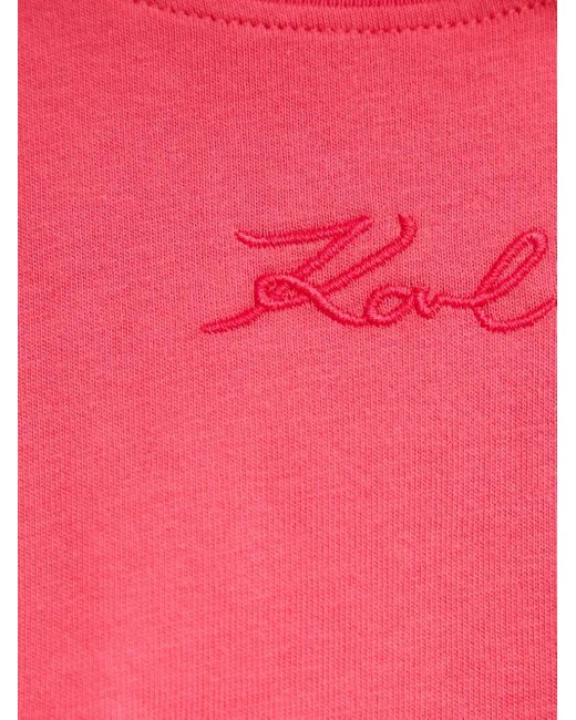 Karl Lagerfeld Ruffle-Detail Logo-Embroidered Top