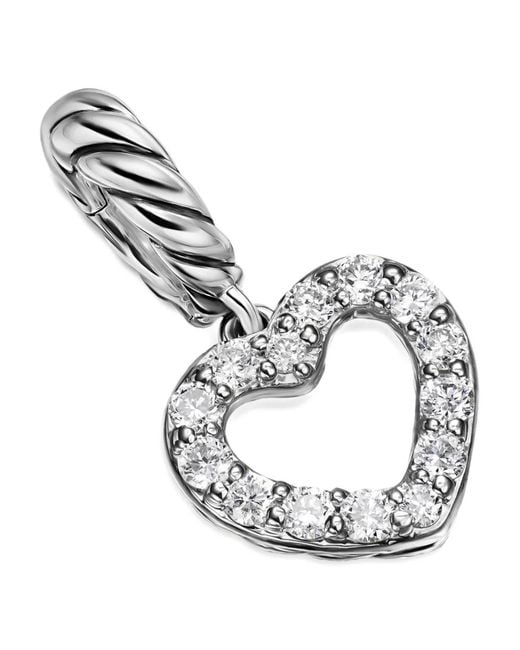 David Yurman Metallic Micro Pavé Open Heart Diamond Necklace