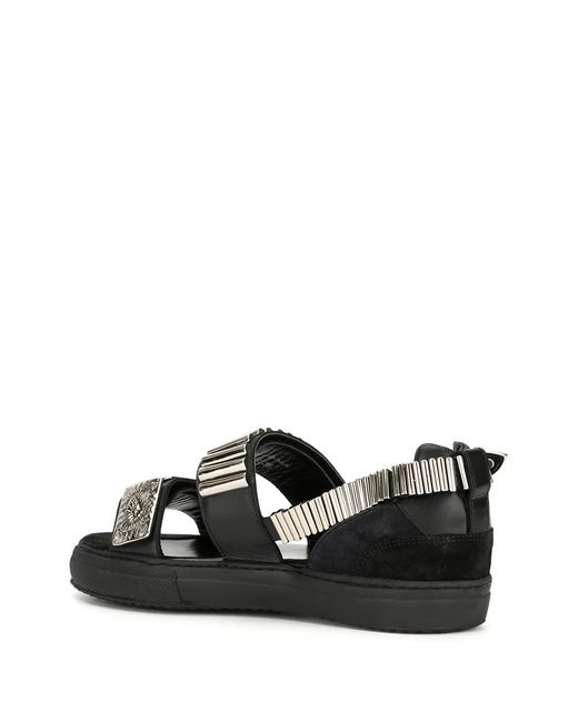 Toga Black Embellished Flat Sandals