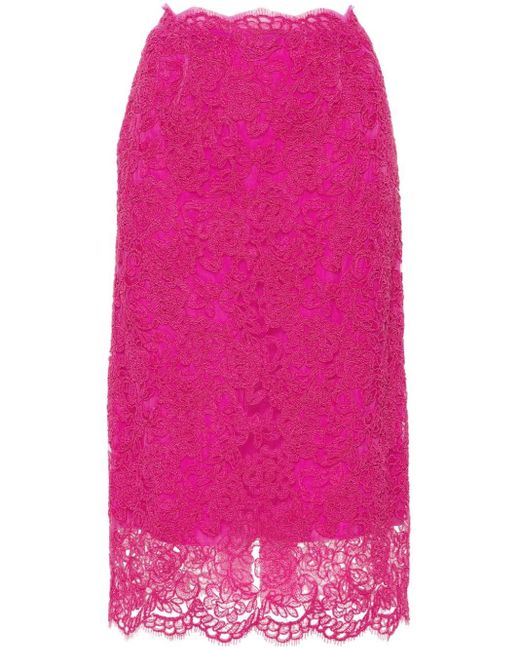 Falda midi de encaje Ermanno Scervino de color Pink