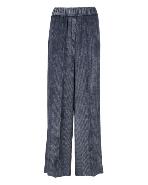Peserico Blue Elastic-Waist Corduroy Trousers