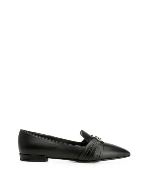 Ferragamo Black Gancini Plaque Leather Loafers