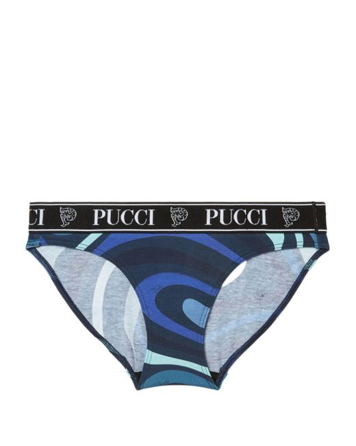 Emilio Pucci Drie Katoenen Slips Met Logoprint in het Blue