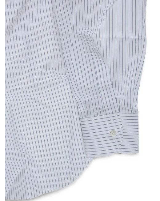 Corneliani Gray Striped French-Collar Shirt for men