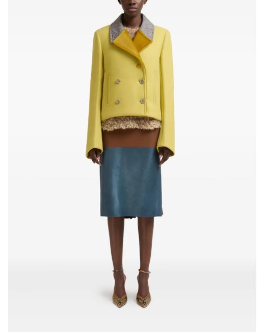 Marni Yellow Snakeskin-Print Wool Jacket