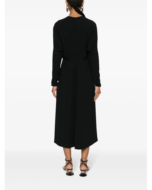 Victoria Beckham Black Draped Cady Midi Dress