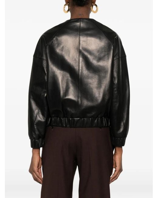 Kiton Black Ribbed Leatherjacket