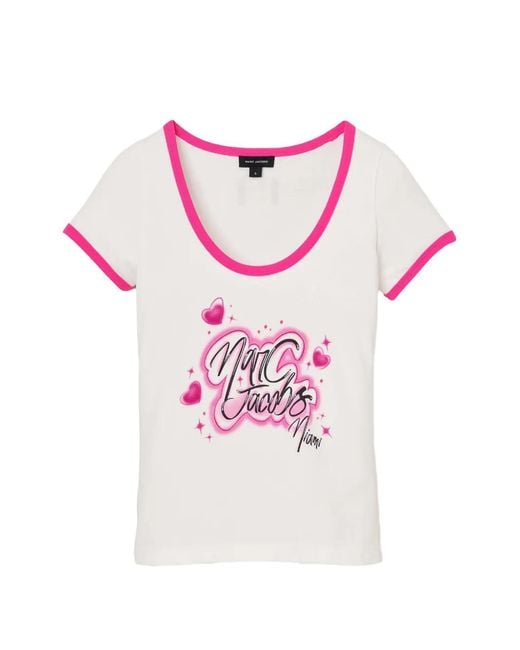 Marc Jacobs Pink The City Heart-Print T-Shirt
