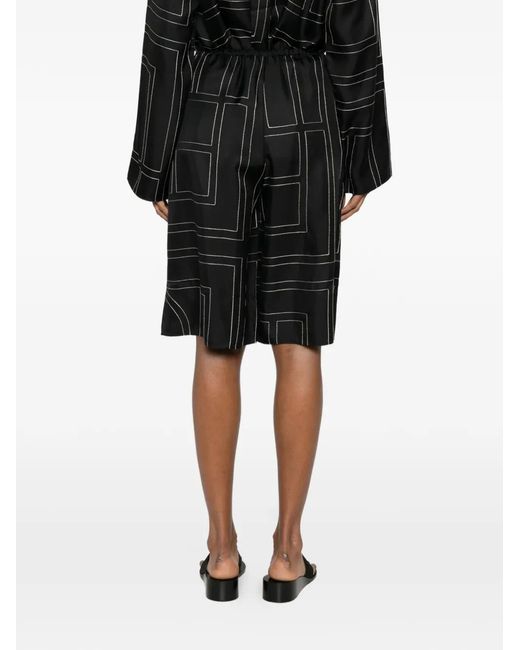 Totême Black Monogram-Print Shorts