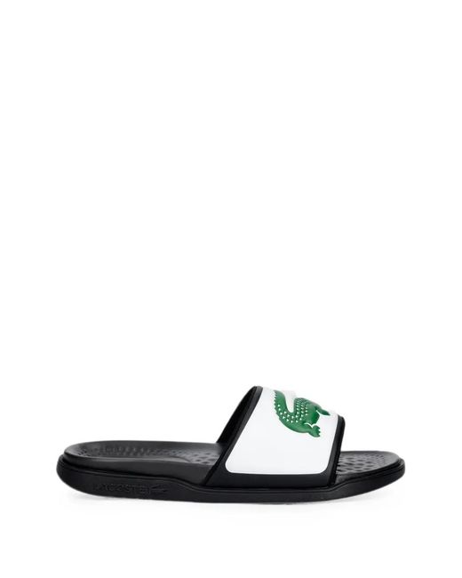 Lacoste Black Serve Dual Logo-Appliqué Slides for men