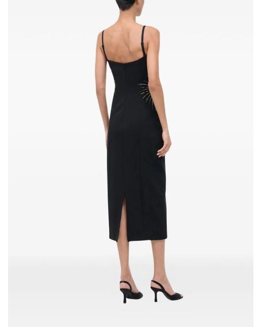 Staud Black Britney Embellished-Detail Midi Dress