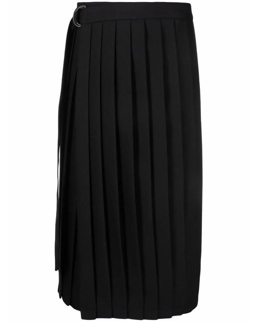 AMI Black Mid-Length Pleated Skirt