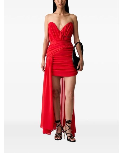 Bardot Red Remalia Strapless Ruched-Detail Mini Dress