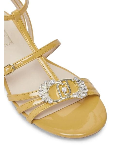 Liu Jo Metallic Crystal-Embellished Leather Sandals