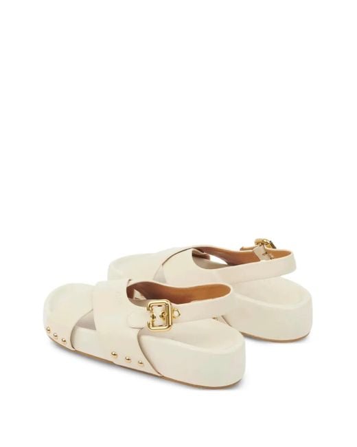 Chloé White Mae Cross-Strap Studded Sandals