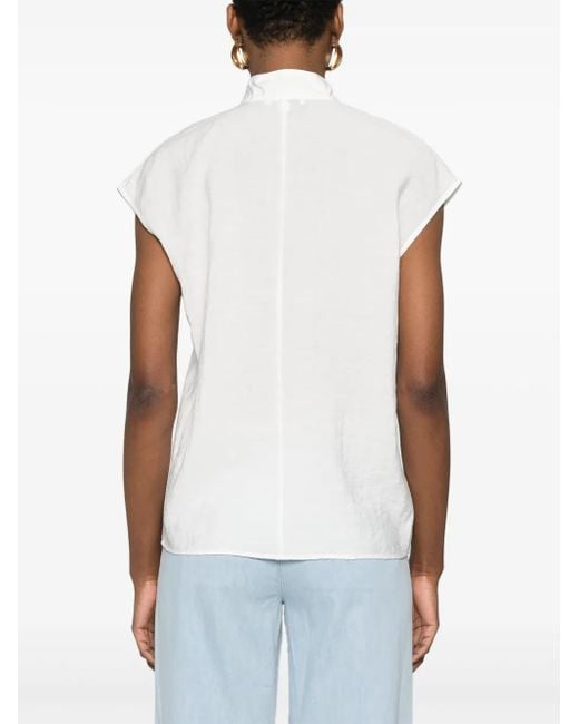 Vince White Voile Cap-Sleeve Blouse