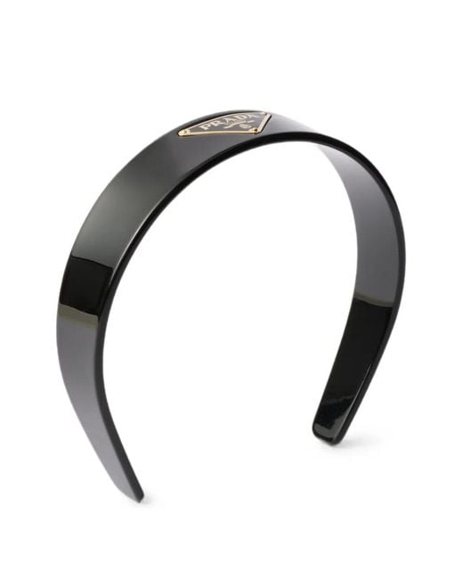 Prada Black Headband With Triangle Logo