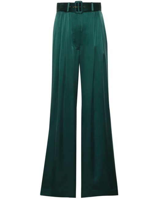 Zimmermann Green Belted Wide-leg Trousers