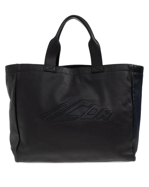 DSquared² Black Icon Logo-Embossed Tote Bag for men