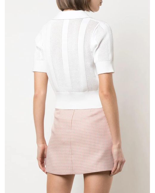LHD Opengebreid Poloshirt in het White
