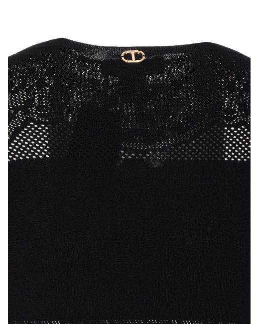 Abito Lungo Con Ricamo di Twinset in Black