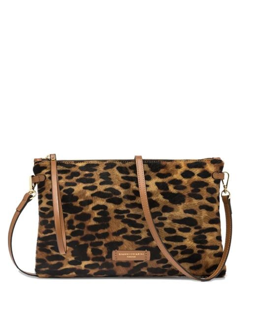 Borsa A Tracolla Hermy Con Stampa Animalier di Gianni Chiarini in Brown
