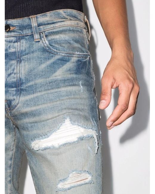 Amiri Blue Mx1 Ultra Suede Skinny Jeans for men