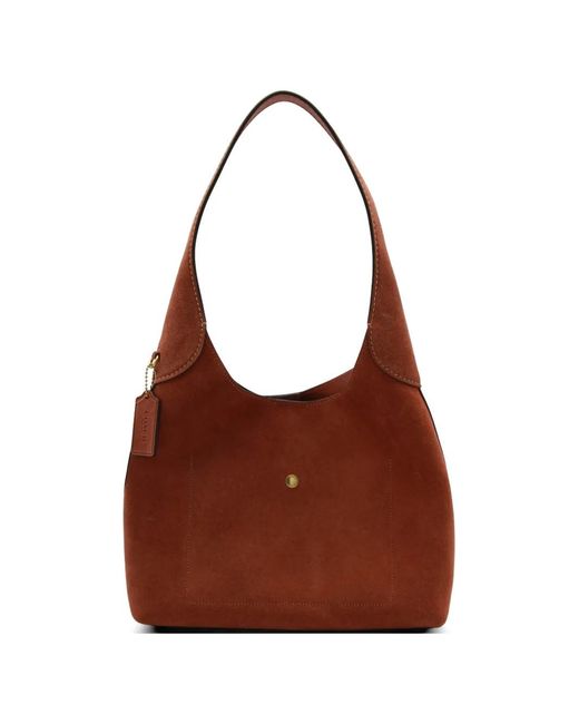 COACH Brown Brooklyn 34 Suede Shoulder Bag