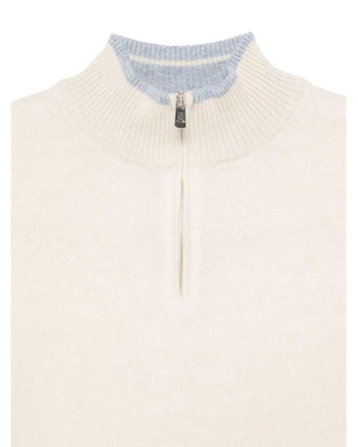 Fedeli White Half-Zip Sweatshirt for men