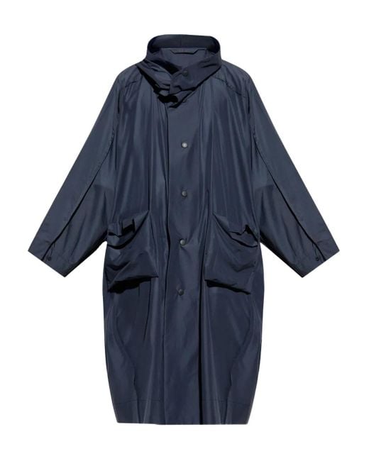Homme Plissé Issey Miyake Blue Nylon Kite Coat for men