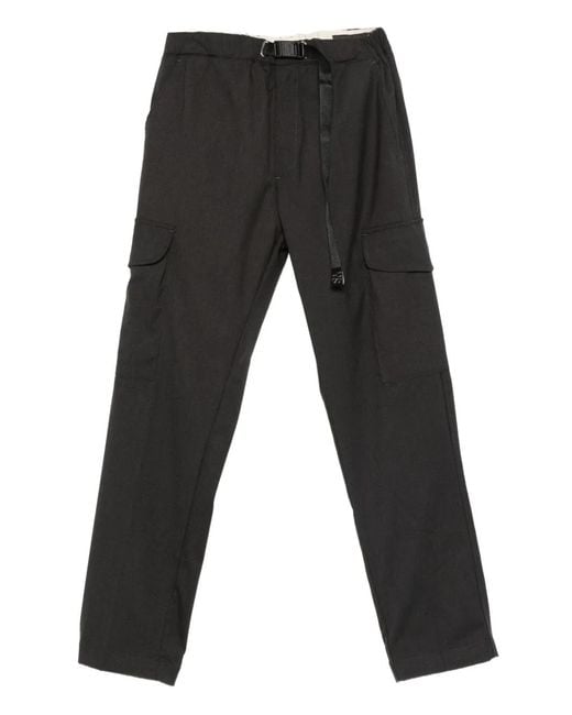 White Sand Black Belted Cargo Trousers for men