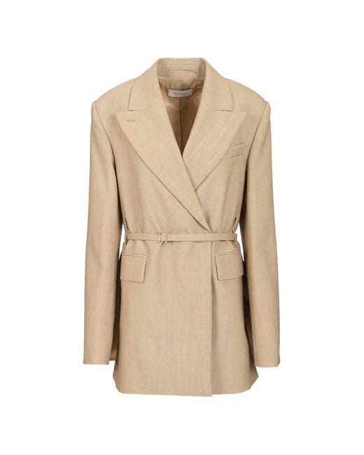 Sportmax Natural Belted Double-Breasted Blazer
