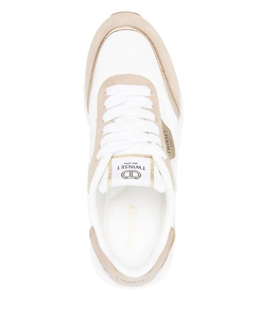 Twinset White Glitter-Detailing Sneakers