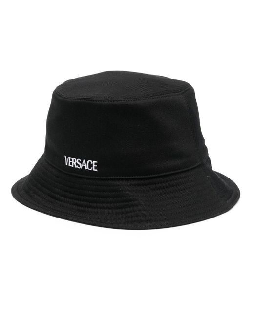 Sombrero de pescador con logo estampado Versace de color Black