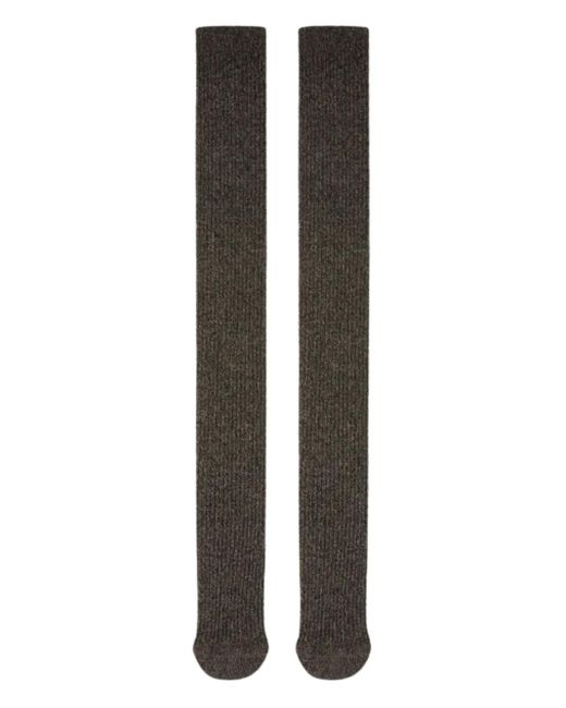 Max Mara Brown Parisian Ribbed Metallic Socks